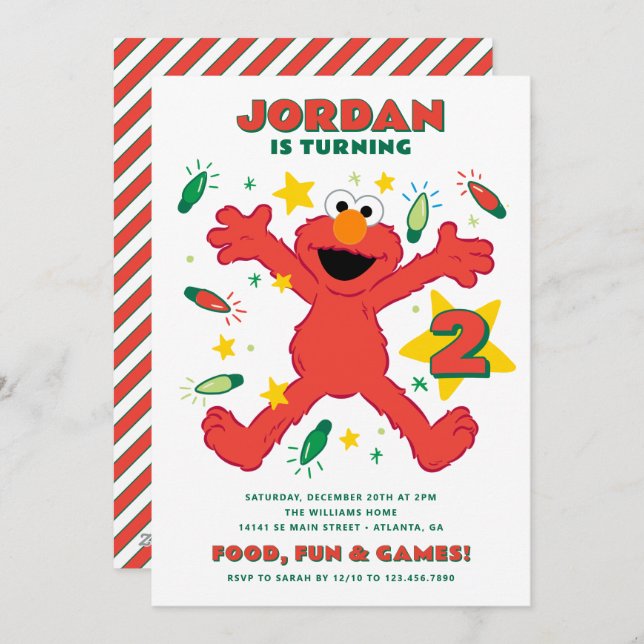 Tarjeta Festiva Cumpleaños de Elmo Sesame Street (Anverso / Reverso)