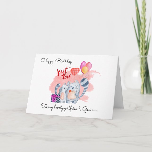 Tarjeta Festiva Cumpleaños de gatos/novios (Anverso)