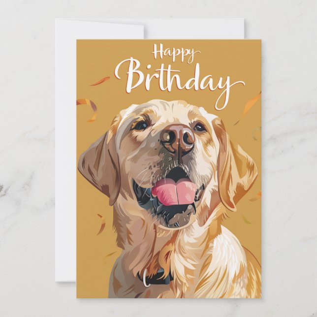 Tarjeta Festiva Cumpleaños de Golden Retriever (Anverso)