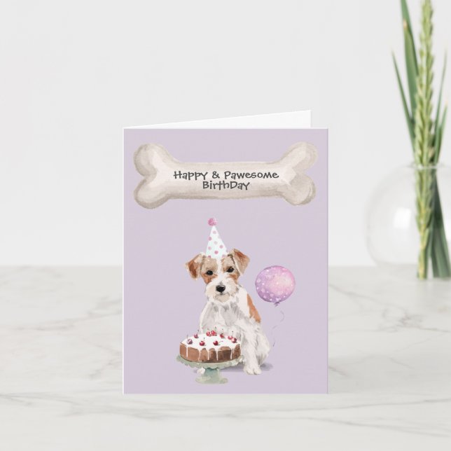 Tarjeta Festiva Cumpleaños de Jack Russell de pelo duro (Anverso)