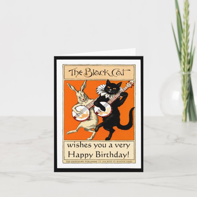 Tarjeta Festiva Cumpleaños de la revista Black Cat (Anverso)