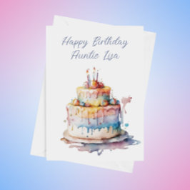 Tarjeta Festiva Cumpleaños de la tía acuarela personalizada