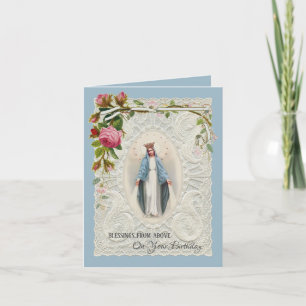 Tarjeta Festiva Cumpleaños de la Virgen María Religiosa Vintage