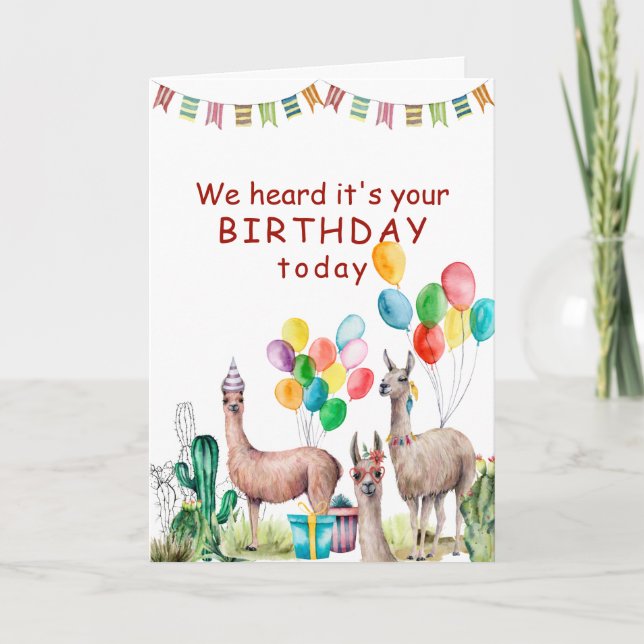 Tarjeta Festiva Cumpleaños de las Llamas (Anverso)