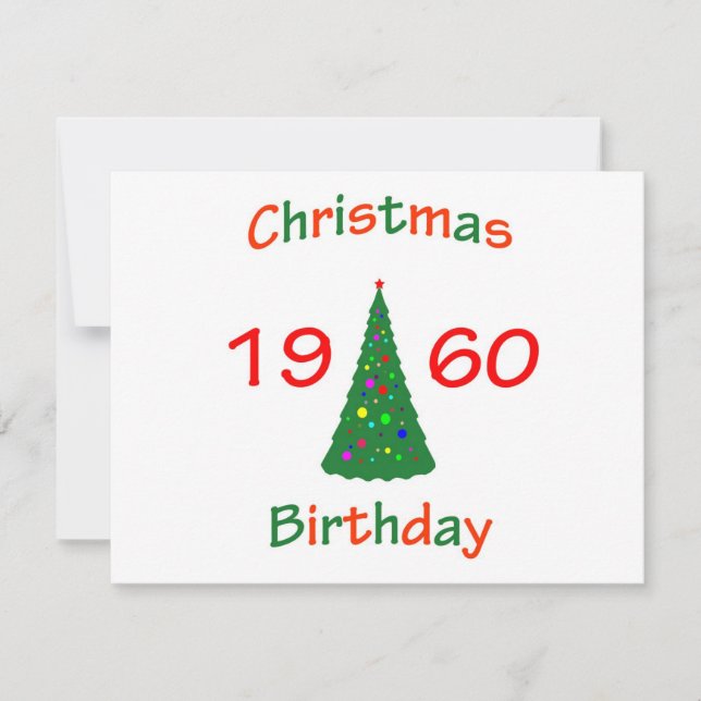 Tarjeta Festiva Cumpleaños de los Navidades en 1960 (Anverso)