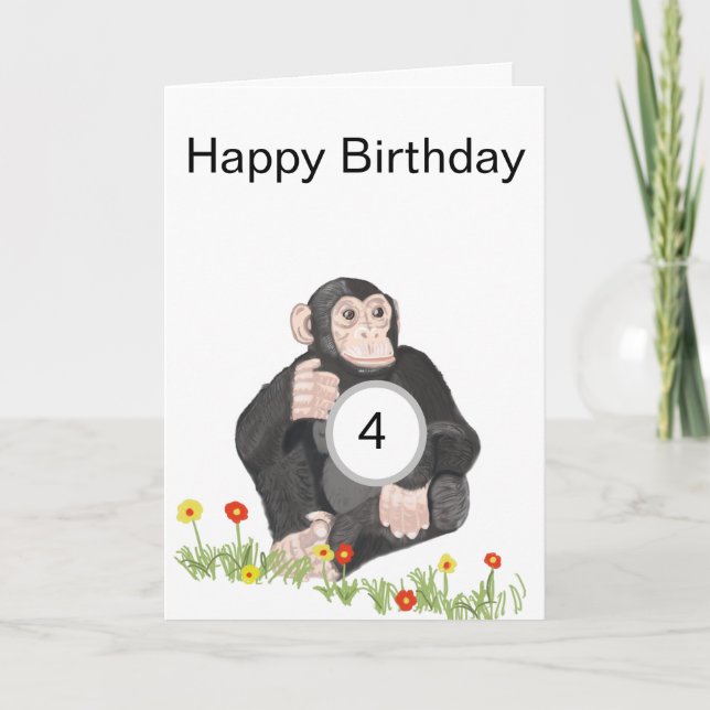 Tarjeta Festiva Cumpleaños de los niños de Chimpanzee (Anverso)