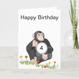 Tarjeta Festiva Cumpleaños de los niños de Chimpanzee