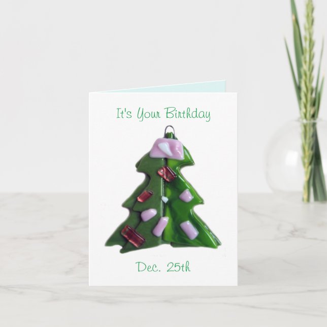 Tarjeta Festiva Cumpleaños de navidades - Árbol de vidrio 1 Tarjet (Anverso)