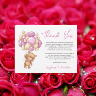 Tarjeta Festiva Cumpleaños de osito de peluche rosa gracias