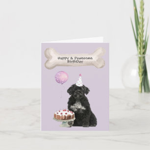 Tarjeta Festiva Cumpleaños de Perro de Agua Portugués