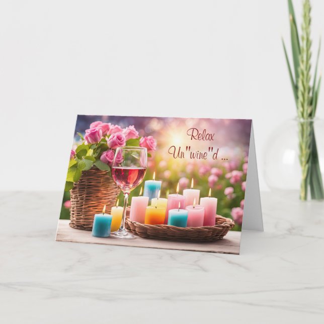 Tarjeta Festiva Cumpleaños de Rosas de Vino y Velas (Anverso)