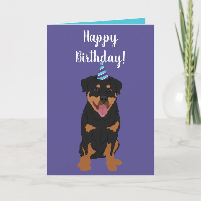 Tarjeta Festiva Cumpleaños de Rottweiler (Anverso)