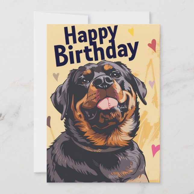Tarjeta Festiva Cumpleaños de Rottweiler (Anverso)