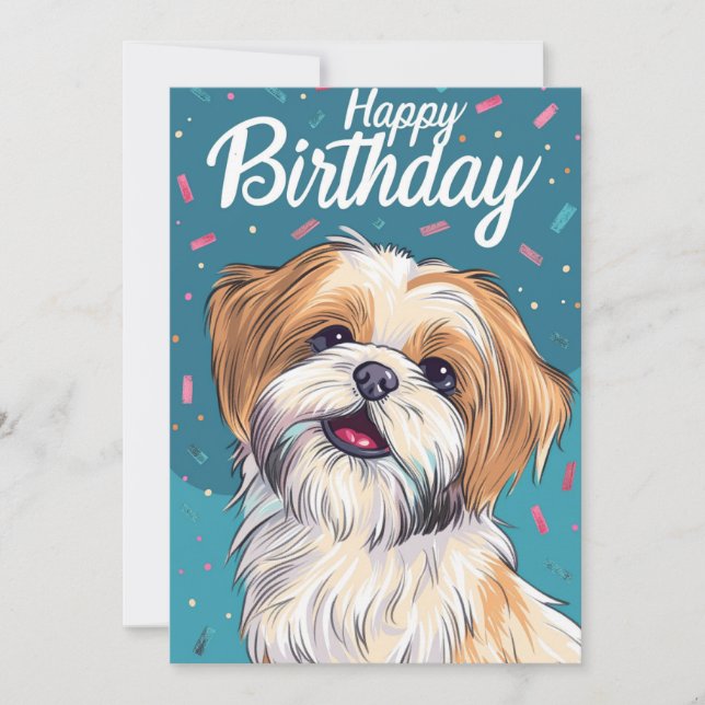 Tarjeta Festiva Cumpleaños de Shi Tzu (Anverso)