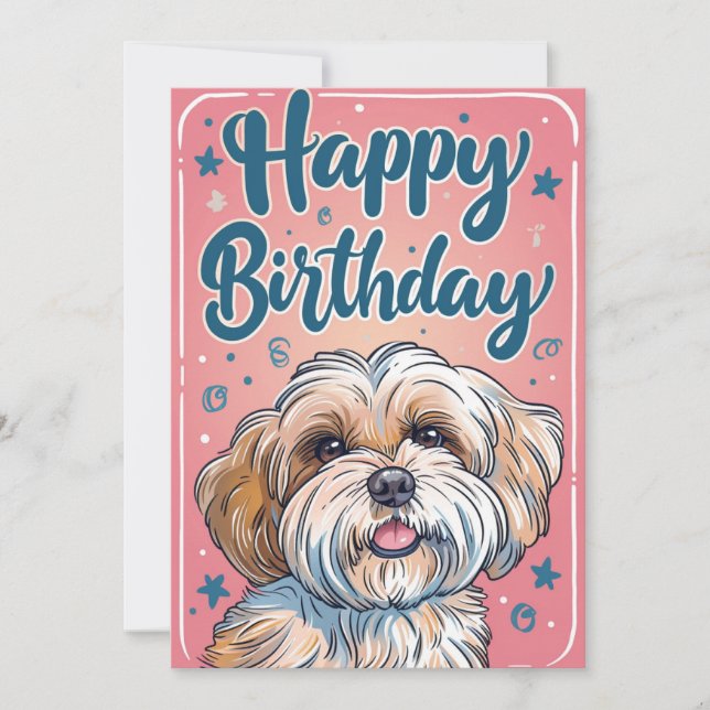 Tarjeta Festiva Cumpleaños de Shi Tzu (Anverso)