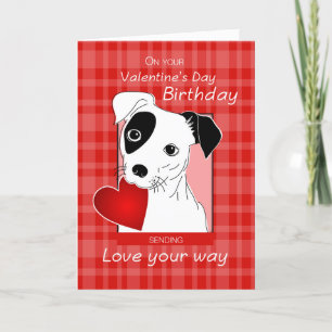 Tarjeta Festiva Cumpleaños del El día de San Valentín Jack Russell