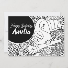 Tarjeta Festiva Cumpleaños del pájaro tucán tropical floral para c