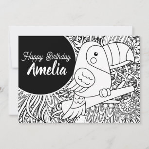 Tarjeta Festiva Cumpleaños del pájaro tucán tropical floral para c