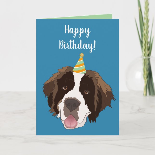 Tarjeta Festiva Cumpleaños del personalizable Saint Bernard (Anverso)
