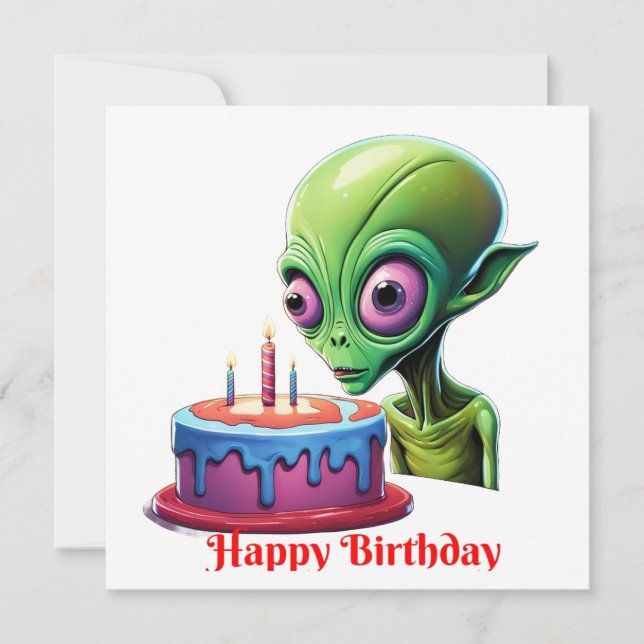 Tarjeta Festiva Cumpleaños Del Visitante Celestial (Anverso)