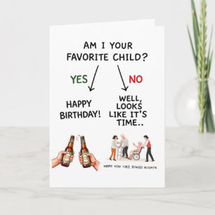 Tarjeta Festiva Cumpleaños divertido del papá hijo favorito