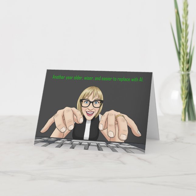 Tarjeta Festiva Cumpleaños divertido IA Inteligencia Artificial  (Anverso)
