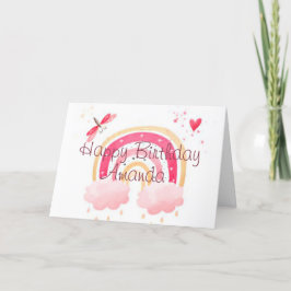 Tarjeta Festiva Cumpleaños feliz arcoiris rosa personalizado