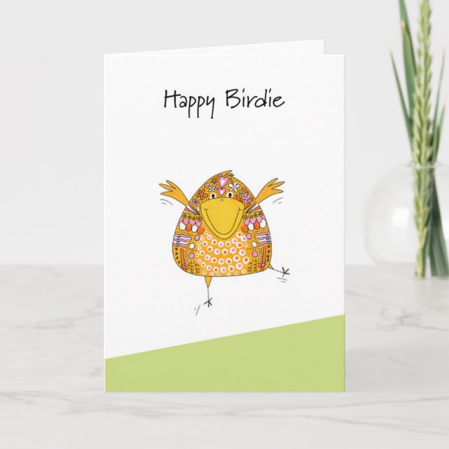 Tarjeta Festiva Cumpleaños Feliz Birdie (Anverso)