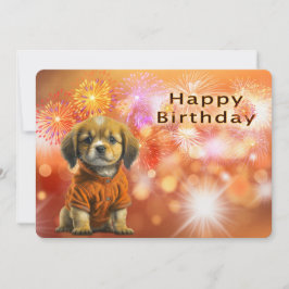 Tarjeta Festiva Cumpleaños feliz con Cachorro de Cumpleaños