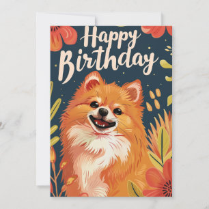 Tarjeta Festiva Cumpleaños feliz de Pomerania