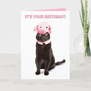 Tarjeta Festiva Cumpleaños feliz para cualquier gato gracioso en u