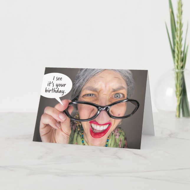 Tarjeta Festiva Cumpleaños Feliz Para Cualquiera Que Sea Una Vieja (Anverso)