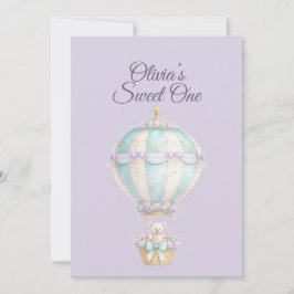 Tarjeta Festiva Cumpleaños Globo Aerostático Pastel Cuento de Hada