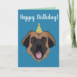 Tarjeta Festiva Cumpleaños Leonberger