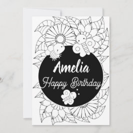 Tarjeta Festiva Cumpleaños Lindo de Insectos y Bichos Florales par