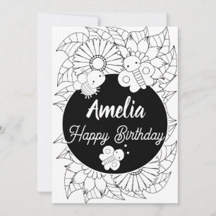 Tarjeta Festiva Cumpleaños Lindo de Insectos y Bichos Florales par