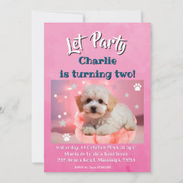 Tarjeta Festiva Cumpleaños Perro Vamos a la Fiesta 