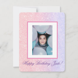 Tarjeta Festiva Cumpleaños personalizado con nombre y purpurina ro