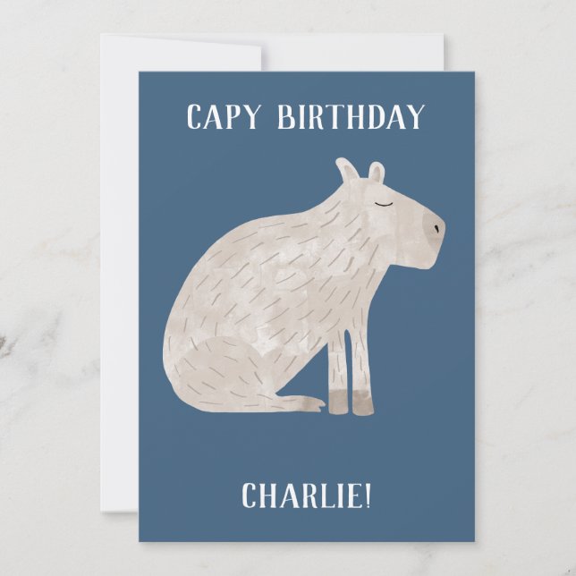 Tarjeta Festiva Cumpleaños personalizado de Cute Capybara (Anverso)