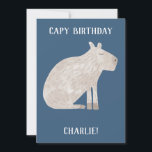 Tarjeta Festiva Cumpleaños personalizado de Cute Capybara<br><div class="desc">Un divertido capibara acuarela sobre un fondo verde verde azulado para los amantes de los animales y de la fauna. Arte original de Nic Squirrell. Cambie o quite el texto y el nombre que desea personalizar. Revertir está en blanco para su propio mensaje.</div>