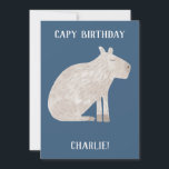Tarjeta Festiva Cumpleaños personalizado de Cute Capybara<br><div class="desc">Un divertido capibara acuarela sobre un fondo verde verde azulado para los amantes de los animales y de la fauna. Arte original de Nic Squirrell. Cambie o quite el texto y el nombre que desea personalizar. Revertir está en blanco para su propio mensaje.</div>