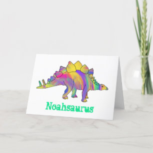 Tarjeta Festiva Cumpleaños personalizado de Stegosaurus adorable