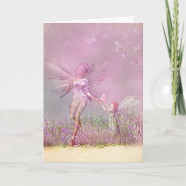 Tarjeta Festiva Cumpleaños personalizado: Fe rosa de las niñas mod (Anverso)