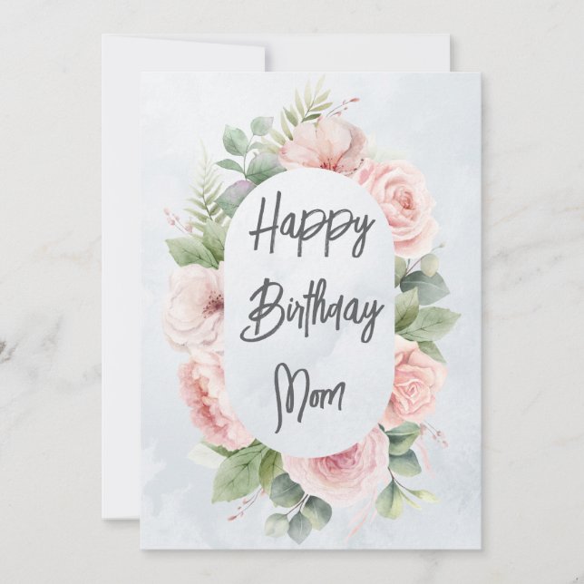 Tarjeta Festiva Cumpleaños Personalizado Floral Acuarela Mamá Lind (Anverso)