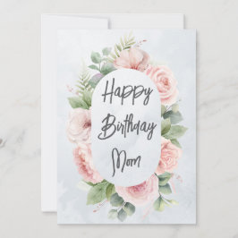 Tarjeta Festiva Cumpleaños Personalizado Floral Acuarela Mamá Lind