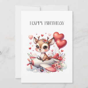 Tarjeta Festiva Cumpleaños piloto ciervo