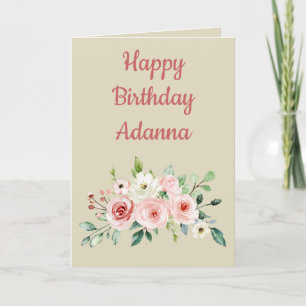 Tarjeta Festiva Cumpleaños romántico para ella acuarela floral