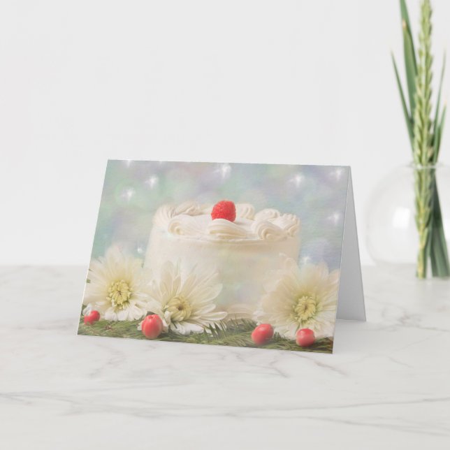 Tarjeta Festiva Cumpleaños Y Pastel De navidades (Anverso)