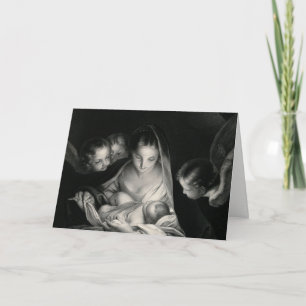 Tarjeta Festiva Cuna de la escena de la Natividad Virgen María Beb