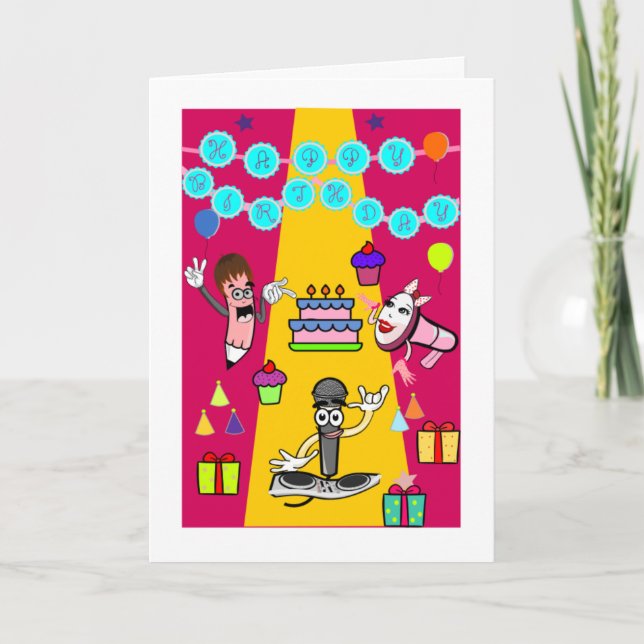 Tarjeta Festiva Cupcakes and Balloons Cumpleaños Card (Anverso)